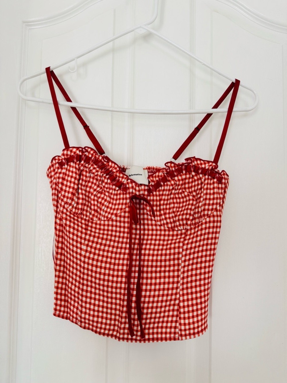 Like new 🍒 Reformation Andrea red gingham top - Picture 4 of 8